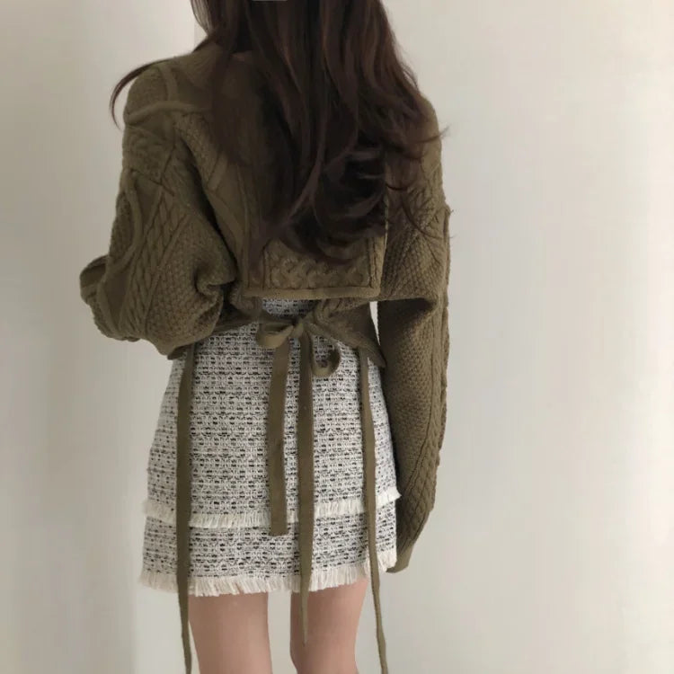 Autumn New Vneck Slim Fit Sweaters Mujer Harajuku Egirl Back Lace Up Knitted Pullover Y2k Grunge Long Sleeve Tops