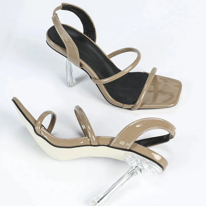 Color Square Back Strap Thin High Heel Summer Nonslip Designer Shoes Party Open Toe Sandal Shoes