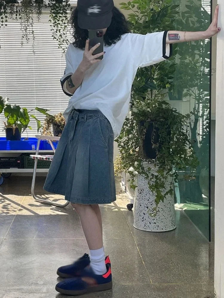 Denim Skirt for High Waist Aline Jupe Faldas Mujer Korean Y2k Mini Skirts