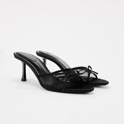 Summers Leopard Slippers Shoes Street Style Open Toe High Heel Slides