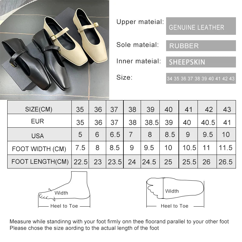 Shoes Spring New Genuine Leather Ballet Shoes Buckle Mary Jane Shoes