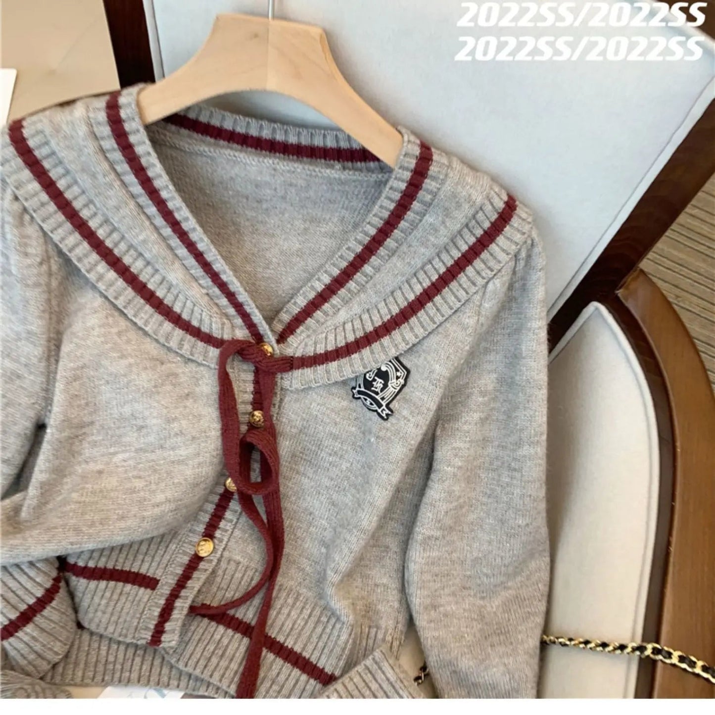 Sweet Hot Girl College Style Suit Autumn Vneck Loose Longsleeved Sweater Plaid Skirt Twopiece Set Female Clothes