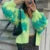 Stripe Pattern Cropped Cardigans Lantern Sleeves Knitted Sweater Aesthetic Y2k Knitwear Coat Autumn Outwear Street