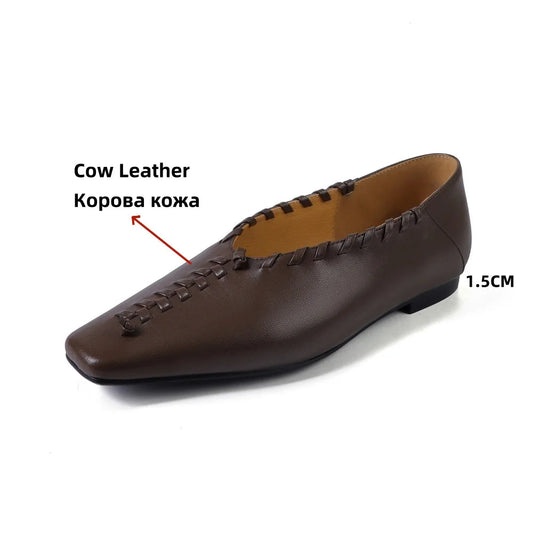Loafers Spring Walk Loafers Genuine Leather Slip on Flats Shoes Soft Ballet Flats Shoes Woman Gold