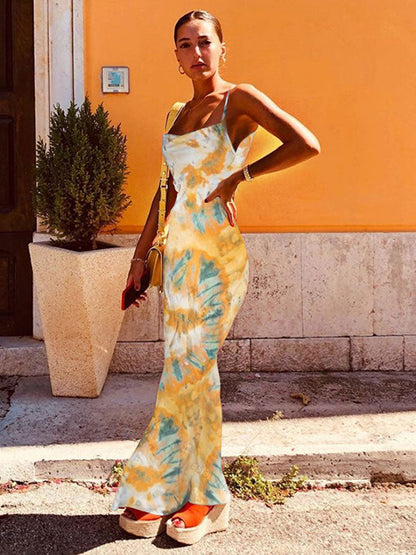 Green Printed Maxi Dress