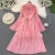 Autumn Flare Sleeve V-neck Midi Dresses for Pleated A-line Party Dress Korean One Piece Vestidos New