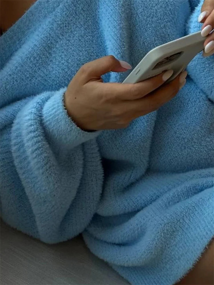 Autumn Oversized Sweater Pullover ’s Off-shoulder Loose Patchwork Female Sweater