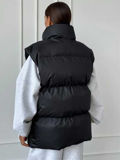 Loose Sleeveless Jackets Parkas Female Winter New Outwear for Lapel Tank Top Patchwork Coat