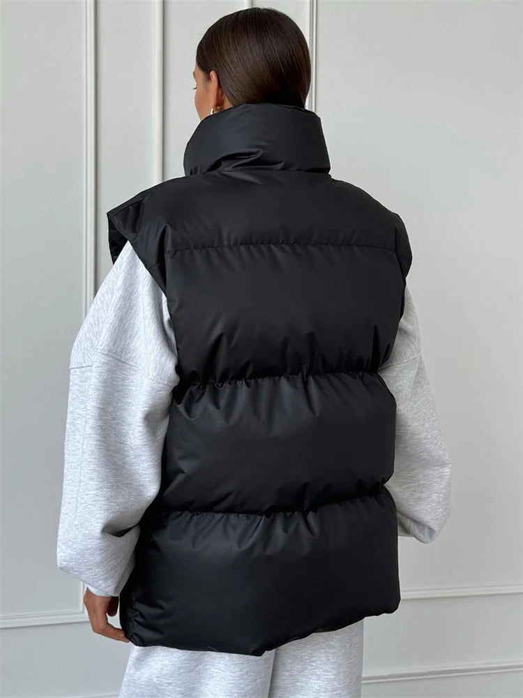 Loose Sleeveless Jackets Parkas Female Winter New Outwear for Lapel Tank Top Patchwork Coat