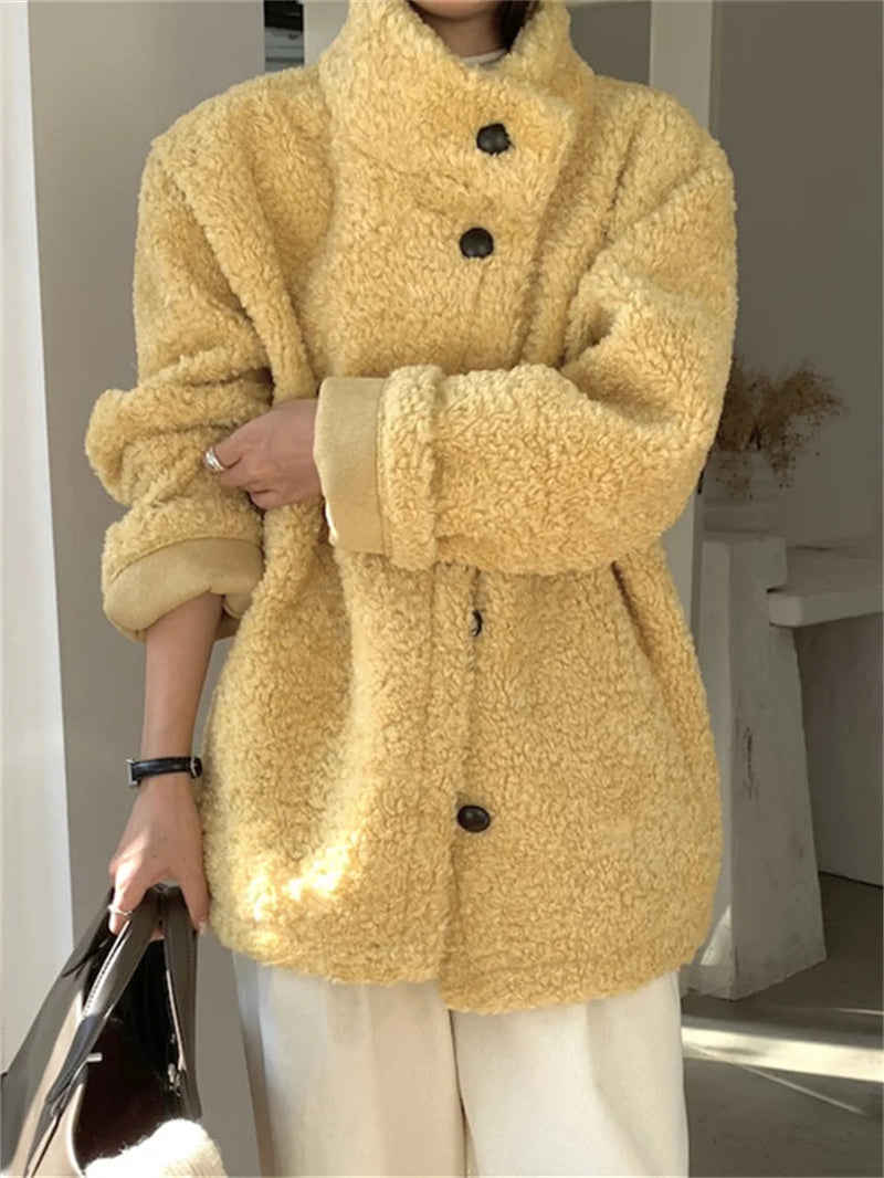 Loose Coats Winter Office Lady High Street Minimalist New All Match Soft Daily