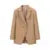 Double Buttons Bf Blazer Boyfriend Notched Cut Out Front Hem Long Sleeve Suit Loose Female Coat Camel