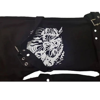 Black Gothic Pencil Pants Rivet High Waist Woman Slim Body Dark Goth Pant Punk Aesthetic Clothes Streetwears