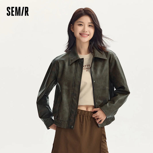 Coat Collar Loose Cool Style High Street Autumn New Retro Textured Cool Pu Leather Jacket