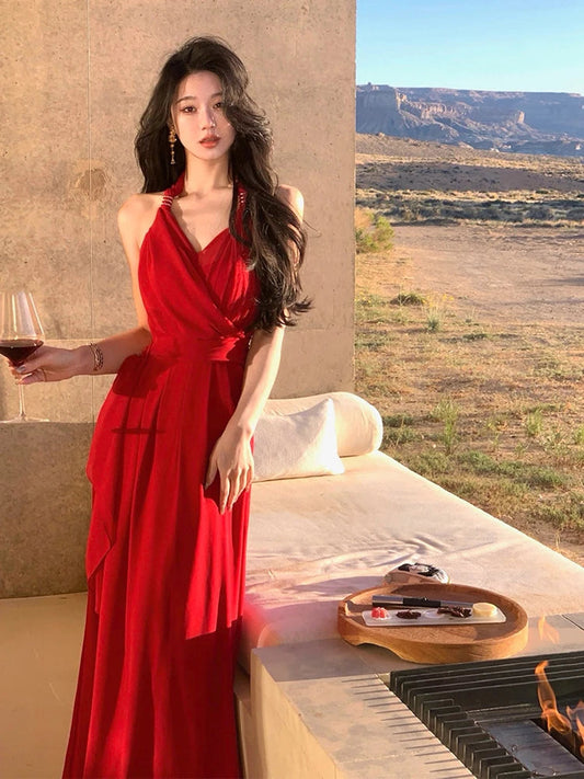 Evening Party Midi Dress Vneck Bodycon Dress Pure Color Office Lady Sleeveless Korean