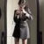 Autumn Winter Mini Dresses for With Belt Turn-down Collar Patchwork O-neck Korean Blazer Dress Vestidos