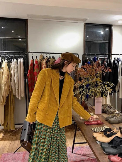 Large Plaid Skirts for Woman Autumn New Design Pleated Skirt Korean Faldas Long Elastic Waist Skirts