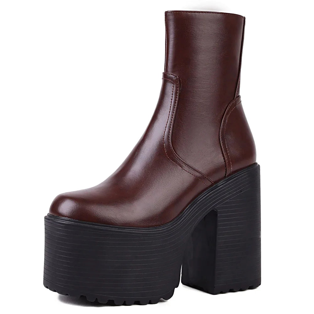 Platform Ankle Boots Winter Brand Design Great Quality Gothic Style Comfy Cool Street Shoes Boots Big Size 43