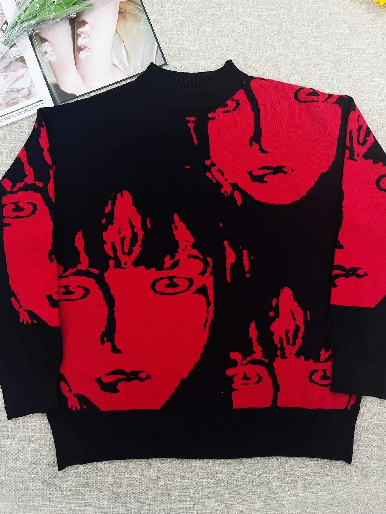 Temperament Commuter Style Pullover Sweater for ’s Autumn and Winter New Loose All-match Crew-neck Knitwear