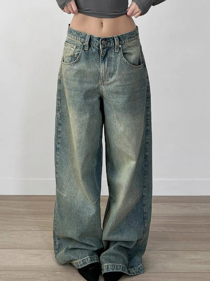 Y2k Tie Dye Baggy Jeans Low Rise Loose Denim Pants Korean Denim Trousers Retro Mom Jeans