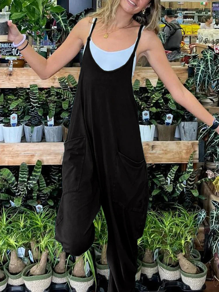 Hippie Baggy Pockets Strappy Rompers Jumpsuits