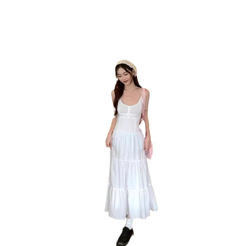 Strap Dress for With a Gentle Summer Temperament, Beach Vacation Aline Long Dress