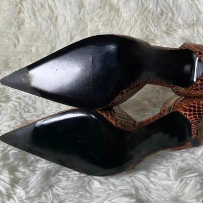 Snake Pointed Stiletto Sandals Belt Buckle Hollow Fine High Heel Sandals New Retro Designer Party Dress Shoes