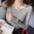 Slim V-neck Bottoming Sweater Autumn Winter for Pullovers Long Sleeve Knit Warm Office Sweater
