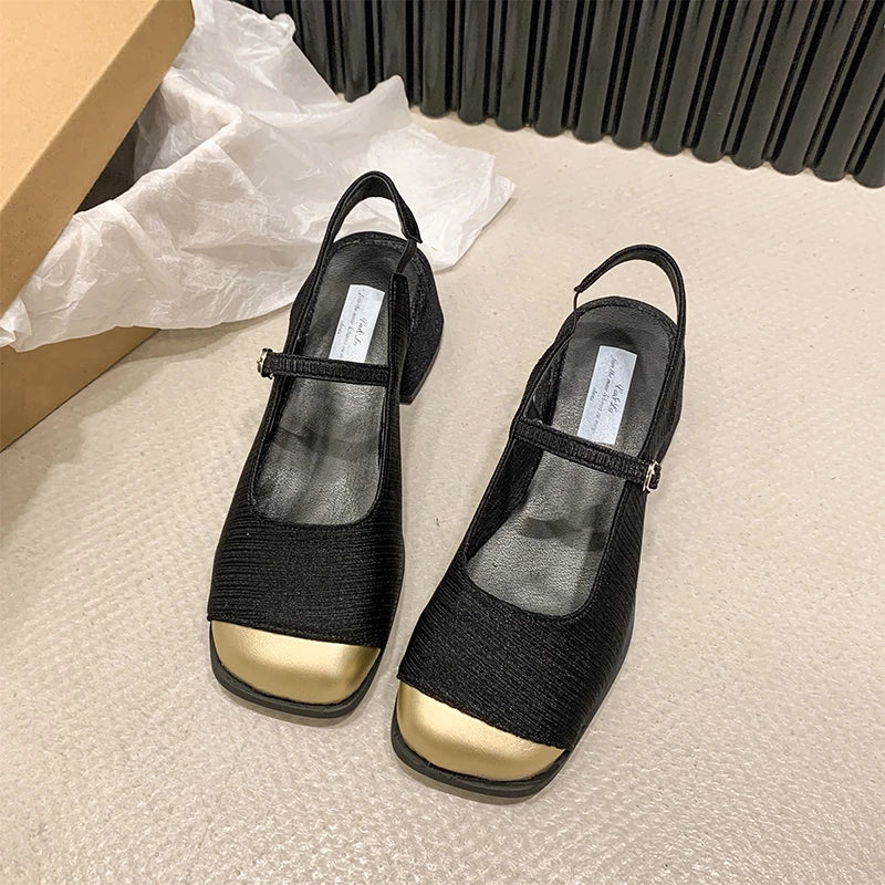 Summer Buckle Square Heel Platform Mary Jane Shoes Designer Soft Soled High Heel Sandals Shoes
