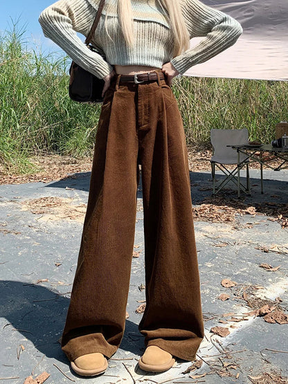 High Waist Female Trousers Pocket Loose Wide Leg High Street Y2k Pants Autumn Pants New