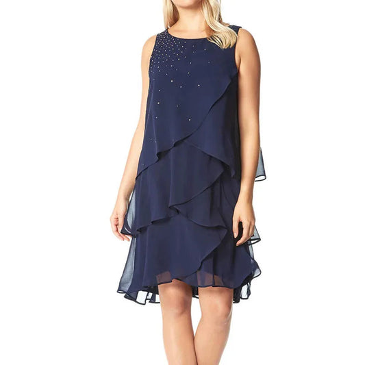 Irregular Ruffle Mini Dress Summer Oneck Sleeveless Loose Aline Vestidos New Simple Dresses