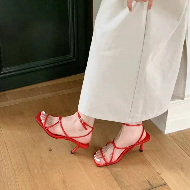 Shoes Sandals Stiletto Heels Suit Female Beige Allmatch Low New Comfort High Retro Summer