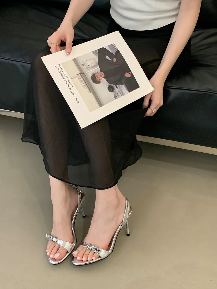 Summer Narrow Band Open Toe Sandals Thin Low Heel Gladiator Party Shoes Zapatos De Mujer