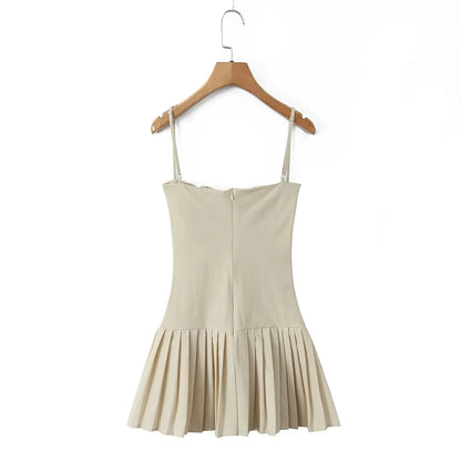 European and American Style New Slim Suspender Dress Fashionable Hot Girl Pleated Skirt