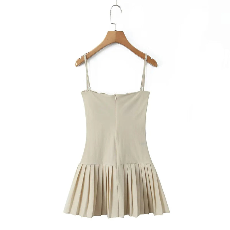 European and American Style New Slim Suspender Dress Fashionable Hot Girl Pleated Skirt