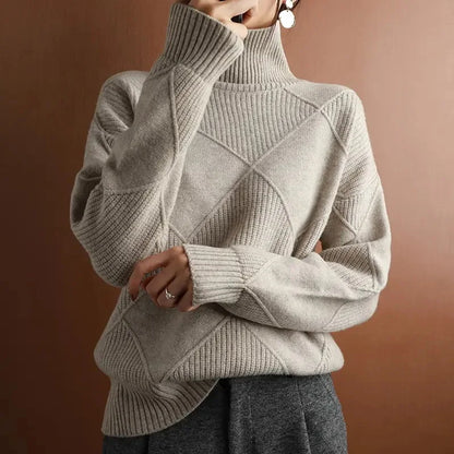 Autumn and Winter New ’s Pullover Sweater Thickened Warmth Knitted Wool Sweater High Collar Df4845