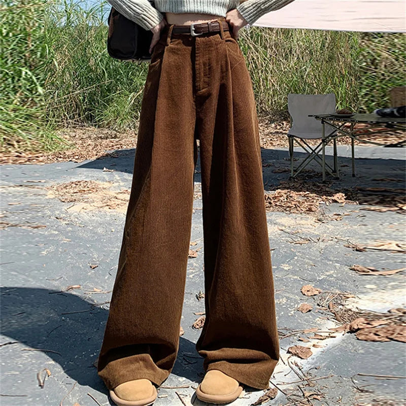 High Waist Female Trousers Pocket Loose Wide Leg High Street Y2k Pants Autumn Pants New