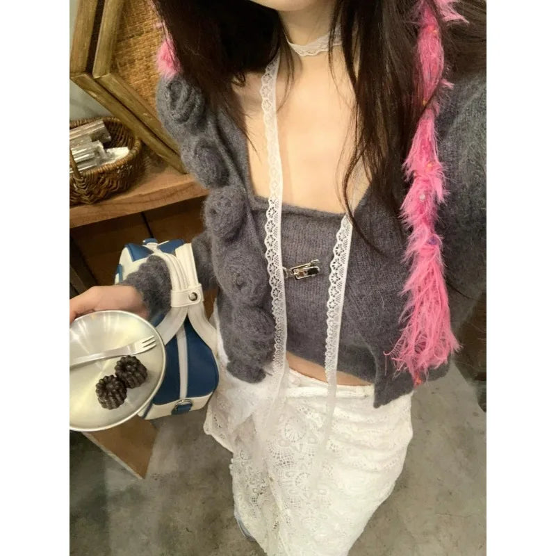 Fake Twopiece Slim Lace Wide Leg Pants Spring New Korean Removable High Waist Pleated Skirt Splicing Pants