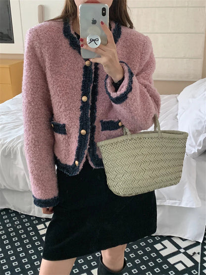 Office Wear Coats Lamb Wool Gentle Winter Lady Slim New Full Sleeve Warm Ol Loose
