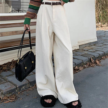 High Waist Female Trousers Pocket Loose Wide Leg High Street Y2k Pants Autumn Pants New