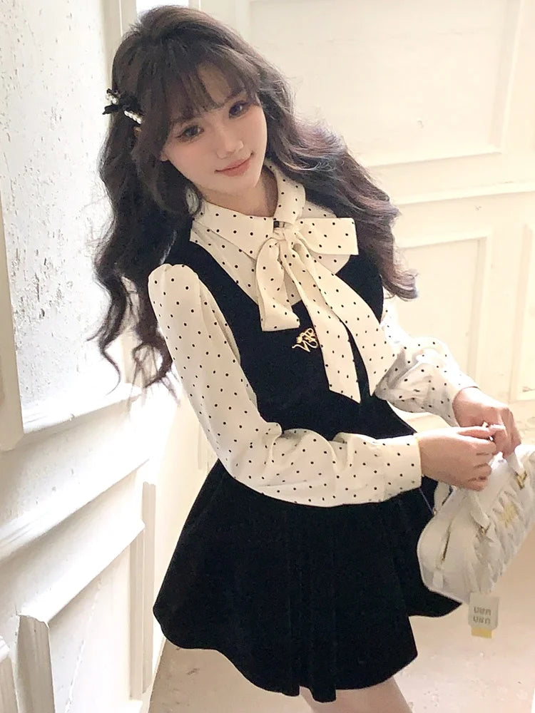 Autumn Spring New Patchwork Mini Dress Long Sleeve Female New Clothes