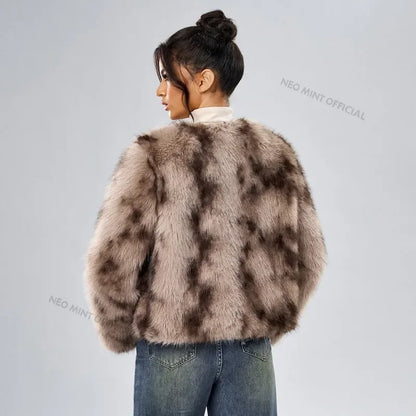 Winter Fluffy Faux Fox Fur Coat Brand Overcoat Warm Short Furry Fur Jacket