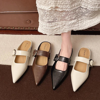 New French Style Low Heel Square Mary Jane Shoes Shoes Slippers Retro Fashionable Small Leather Shoes