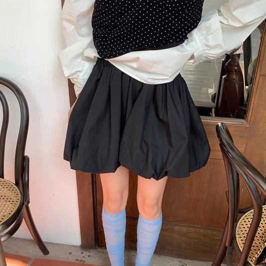 High Street Color Loose Bud Skirt Spring New Korean All Match Pleated Aline Skirt