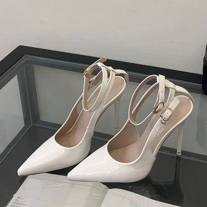 Pointed Toe Ankle Strap High Heels Party Shallow Designer Brand Shoes Summer Backless Stripper Shoes