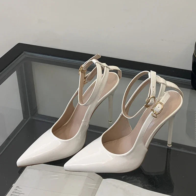 Pointed Toe Ankle Strap High Heels Party Shallow Designer Brand Shoes Summer Backless Stripper Shoes