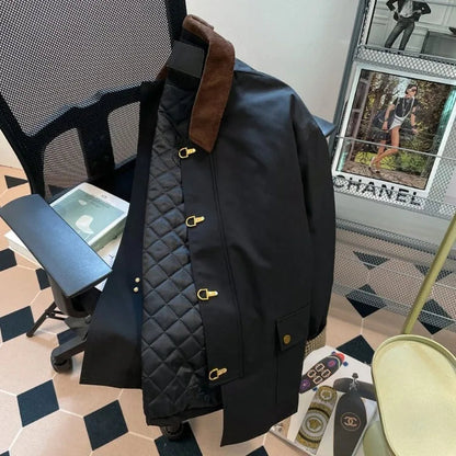 Corduroy Cotton Coat Autumn Winter New Lapel Neck Jackets Y2k Egirl Long Sleeve Thicked Warm Tops