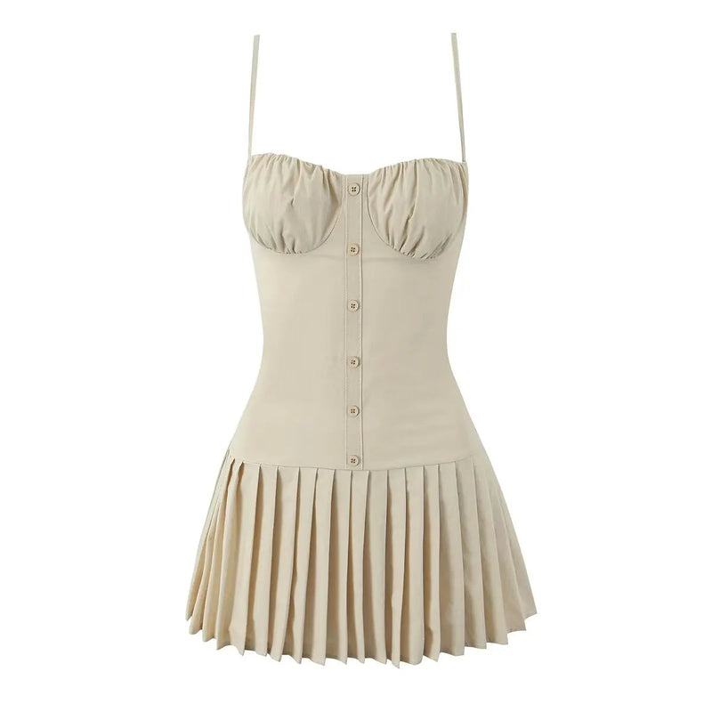 European and American Style New Slim Suspender Dress Fashionable Hot Girl Pleated Skirt