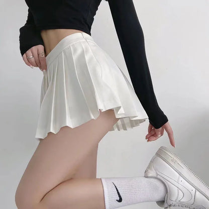 Pleated Skirts Korean High Waist Mini Skirts Jk Preppy Summer White Black Gyaru Tennis Extreme Skirt