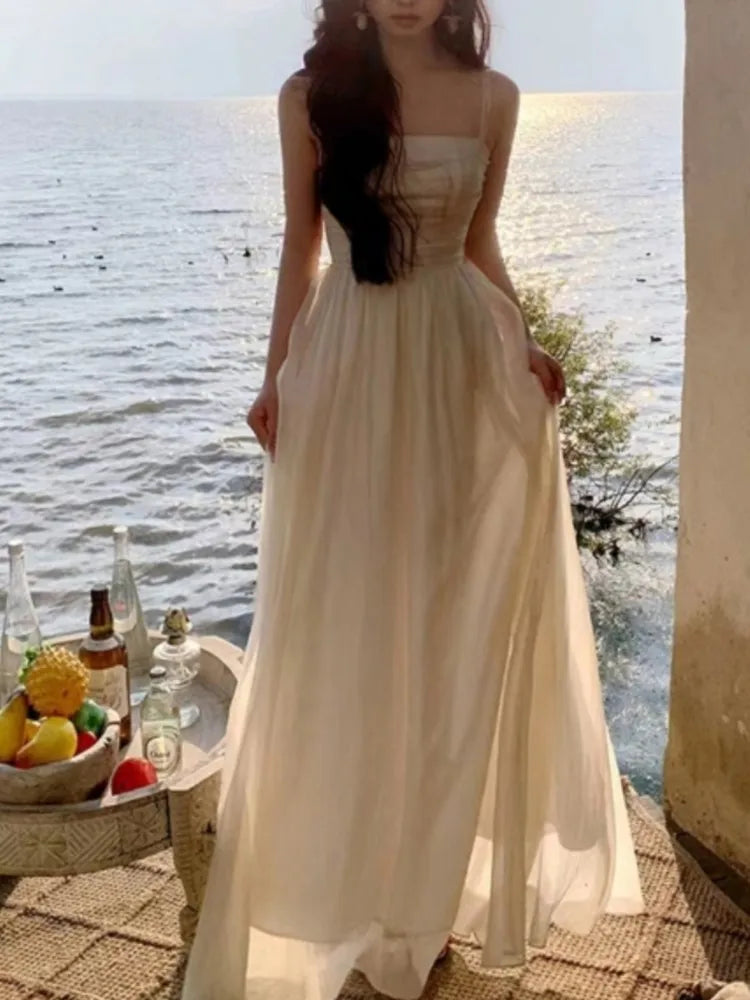 Straps Sleeveless Wedding Maxi Dresses Summer New Evening Party Bodycon Beach Dress