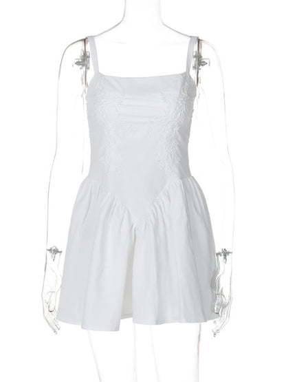 Backless Lace-up A-line Mini Dress for Spaghetti Strap Sleeveless Loose Club Party Dress